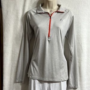 Under Armour Women’s Long Sleeve 1/4 Zip Light Gray Performance Pullover Size L